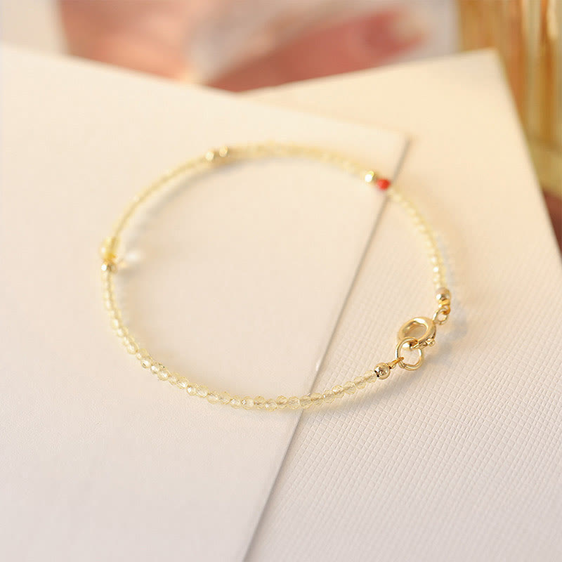 Bracelet de protection en perles de cuivre plaqué or 14 carats ultra-minces en citrine de 2 mm de Buddha Stones
