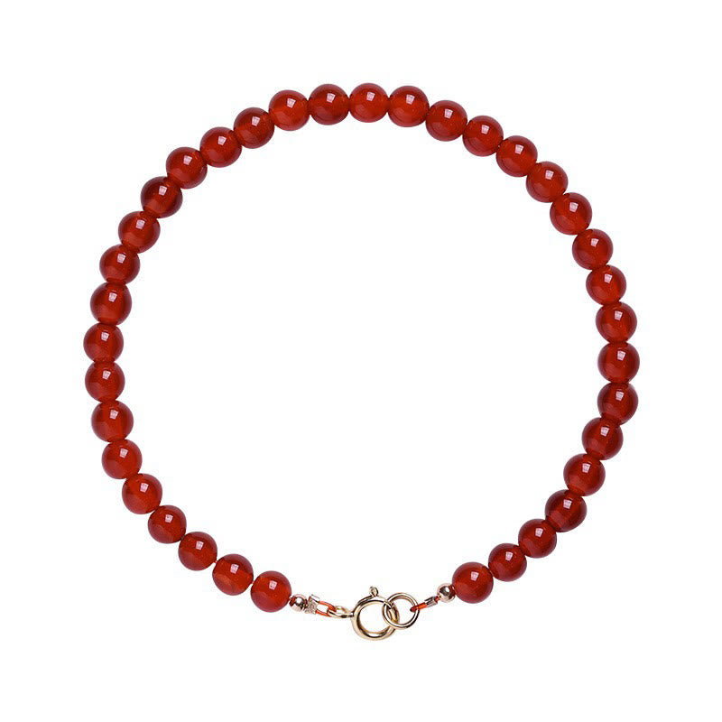 Bracelet calme en petites perles d'agate rouge ultra-fines de Buddha Stones