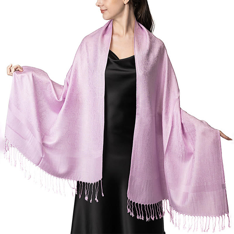 Châle tibétain en jacquard à pompons et Buddha Stones , idéal pour le printemps, l'automne et l'hiver. Écharpe chaude et confortable. - Rose 180*70cm - image 20