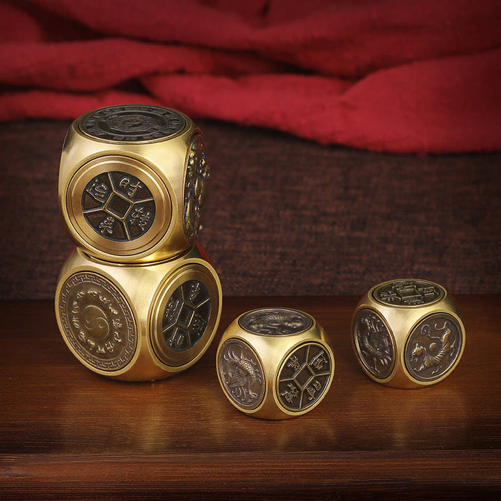 Buddha Stones Quatre Bêtes Feng Shui Yin Yang Bagua Pièce de Cuivre Harmonie Décoration Rotative