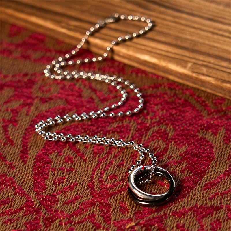 Collier pendentif porte-bonheur en cuivre avec Buddha Stones et cerceau Qiankun