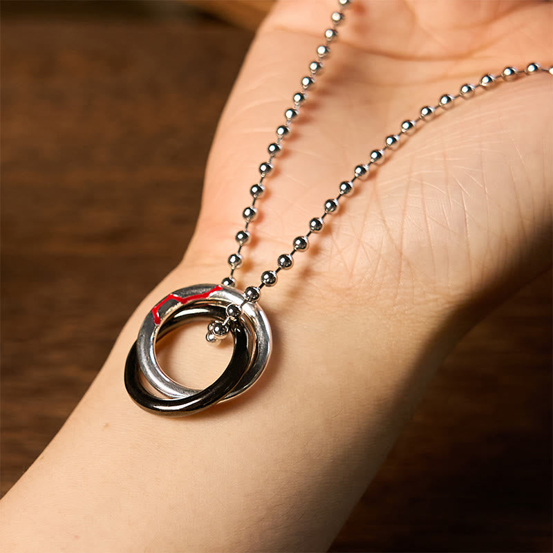Collier pendentif porte-bonheur en cuivre avec Buddha Stones et cerceau Qiankun