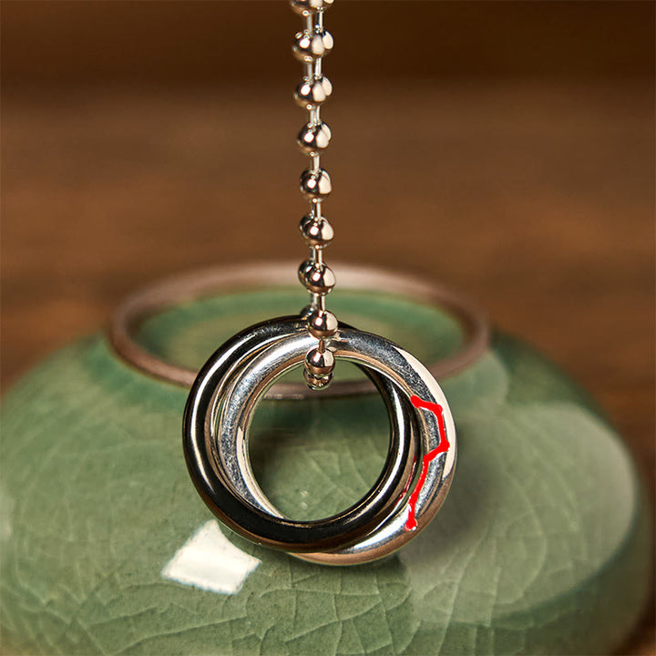 Collier pendentif porte-bonheur en cuivre avec Buddha Stones et cerceau Qiankun