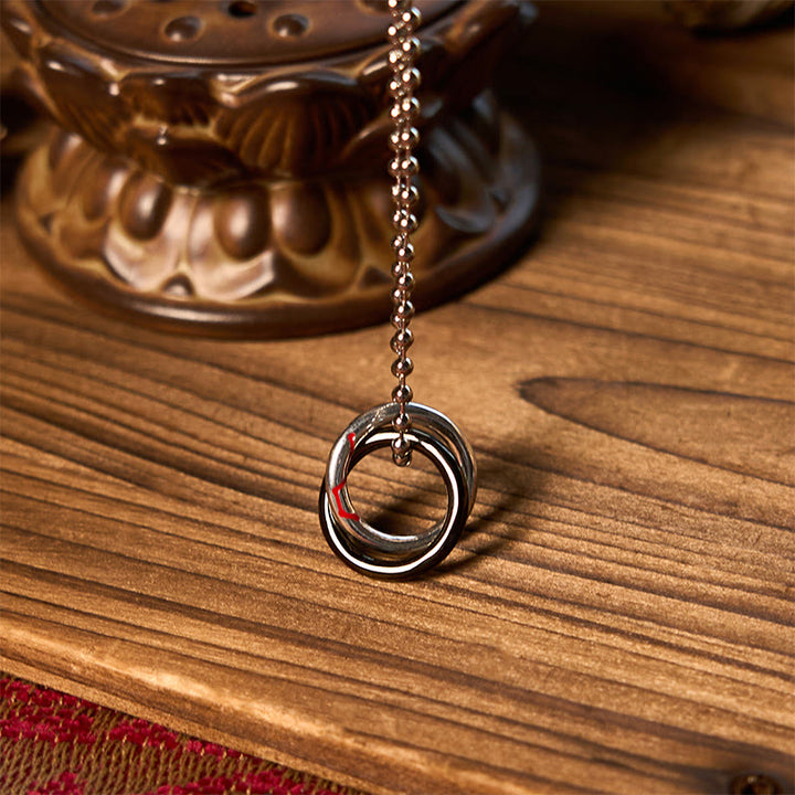 Collier pendentif porte-bonheur en cuivre avec Buddha Stones et cerceau Qiankun