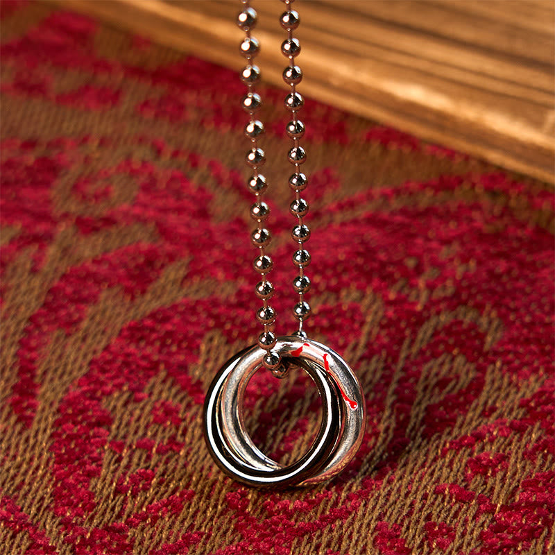 Collier pendentif porte-bonheur en cuivre avec Buddha Stones et cerceau Qiankun