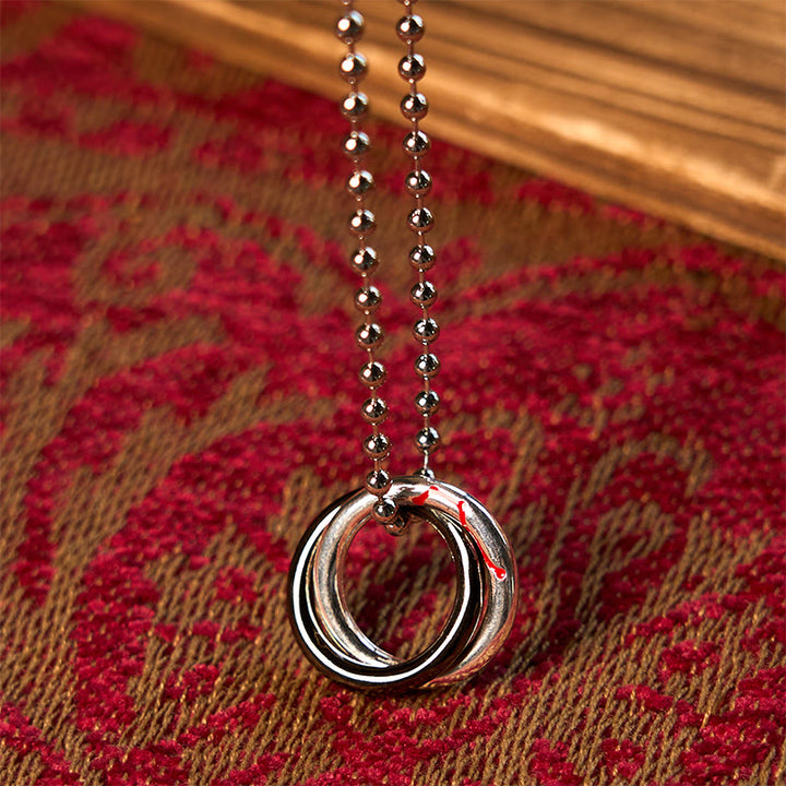 Collier pendentif porte-bonheur en cuivre avec Buddha Stones et cerceau Qiankun