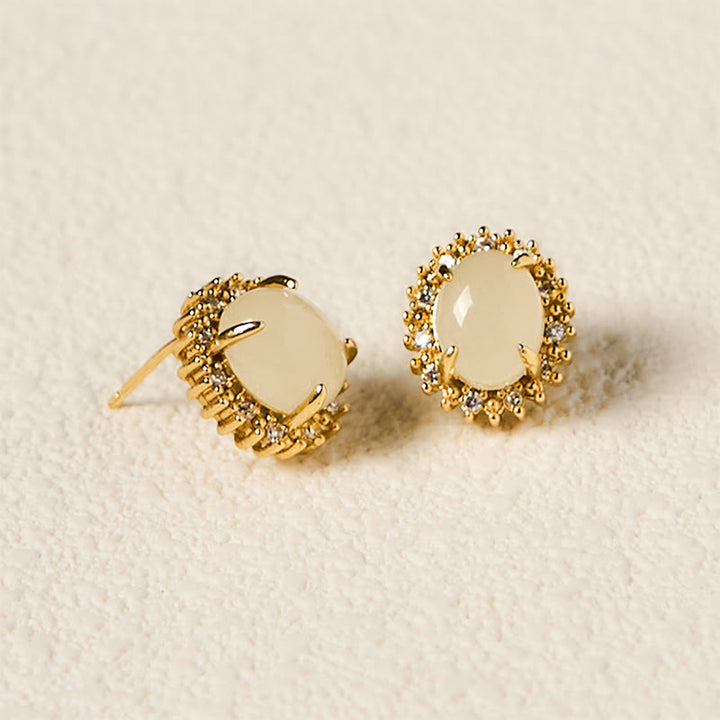 Boucles d'oreilles en cuivre et jade naturel Hetian Buddha Stones