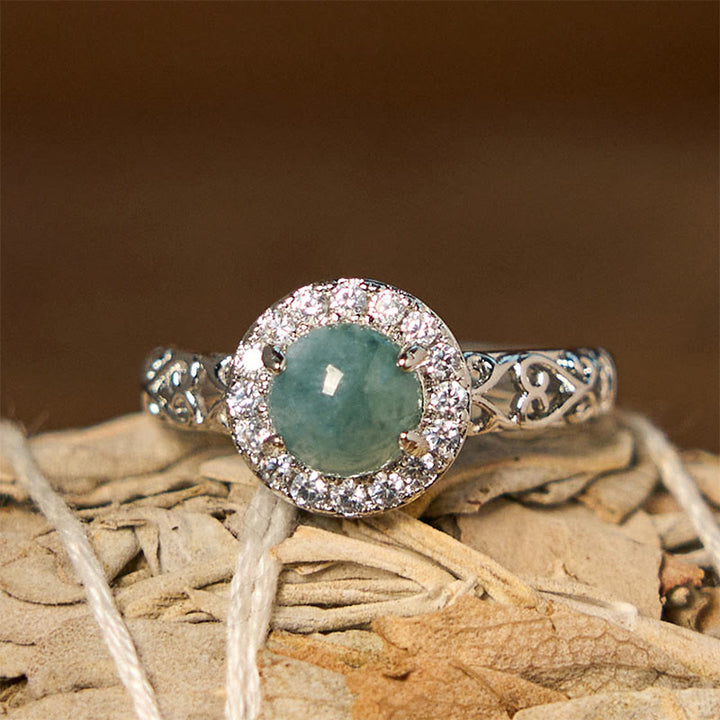 Bague porte-bonheur en jade naturel Hetian avec Buddha Stones et motif d'œuf Ruyi