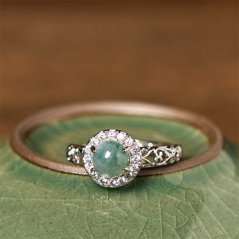 Bague porte-bonheur en jade naturel Hetian avec Buddha Stones et motif d'œuf Ruyi