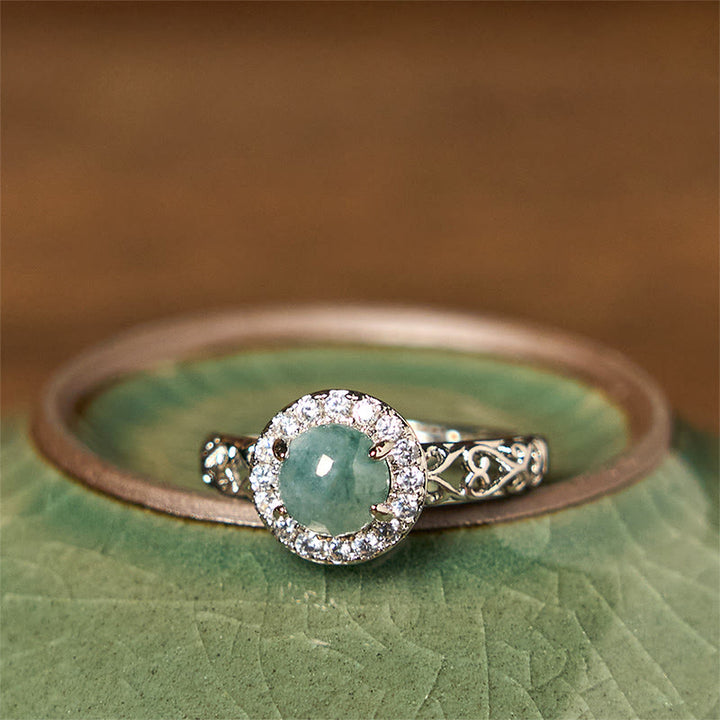Bague porte-bonheur en jade naturel Hetian avec Buddha Stones et motif d'œuf Ruyi