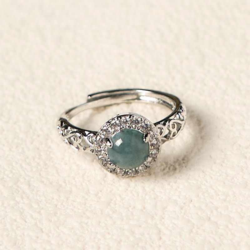 Bague porte-bonheur en jade naturel Hetian avec Buddha Stones et motif d'œuf Ruyi