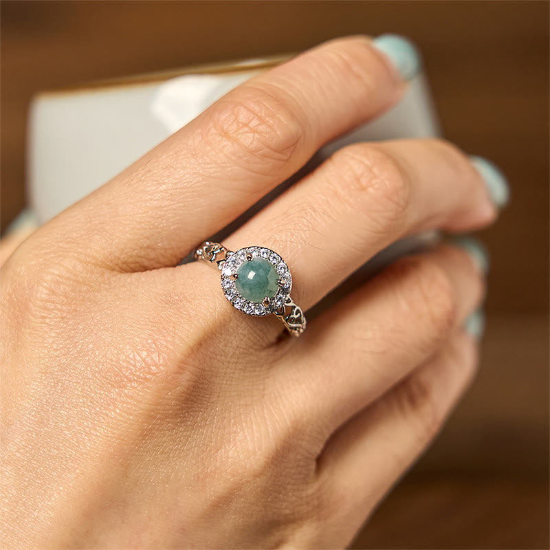 Bague porte-bonheur en jade naturel Hetian avec Buddha Stones et motif d'œuf Ruyi