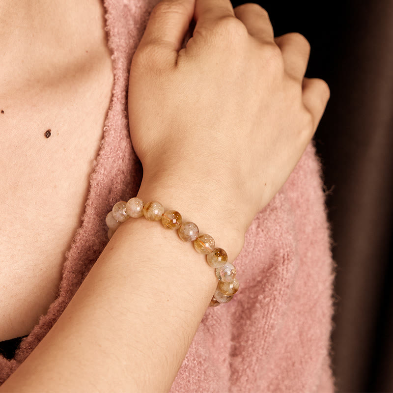 Bracelet de prospérité en cristal de flocon de neige en citrine naturelle de Buddha Stones