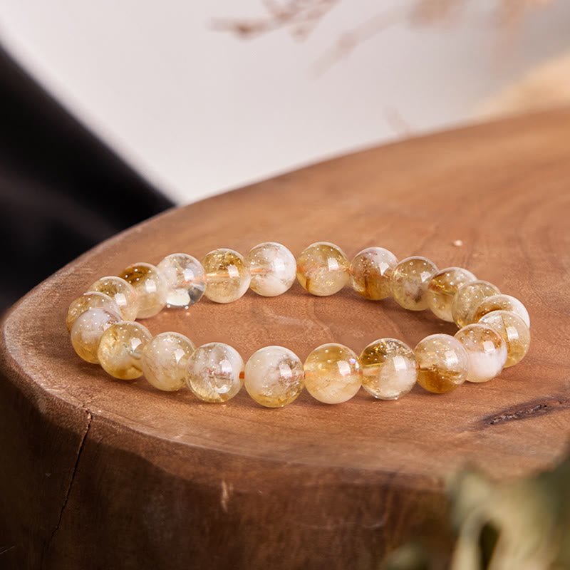 Bracelet de prospérité en cristal de flocon de neige en citrine naturelle de Buddha Stones