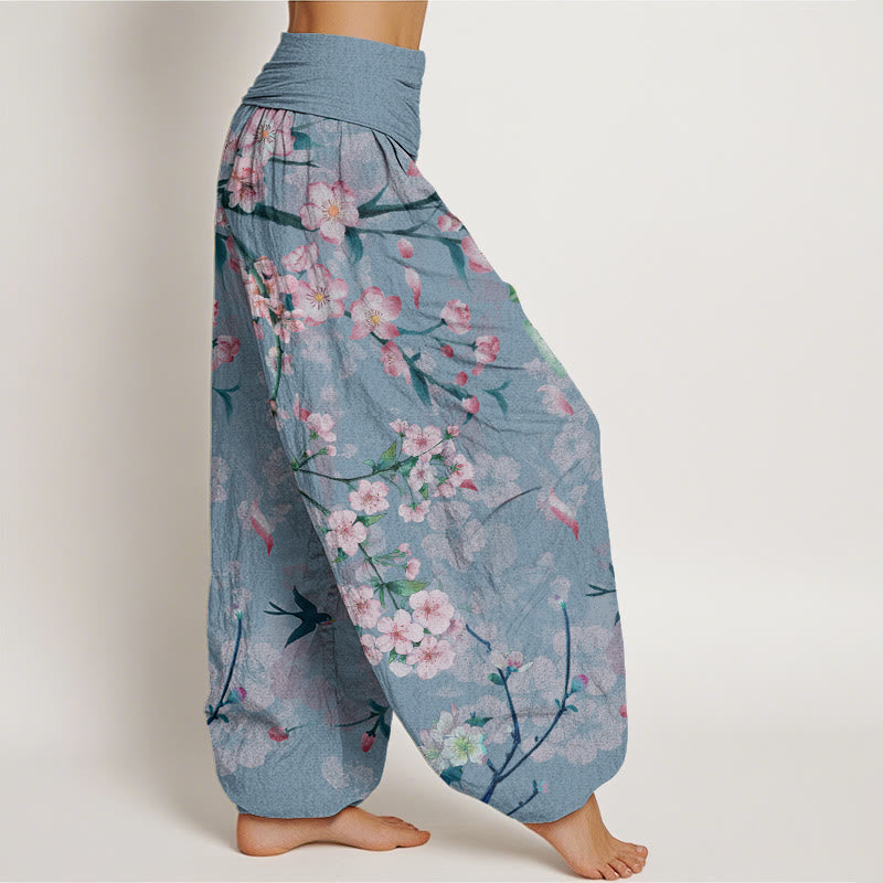 Pantalon sarouel taille élastique pour femme, motif Buddha Stones , fleurs de pêcher, oies volantes - image 9