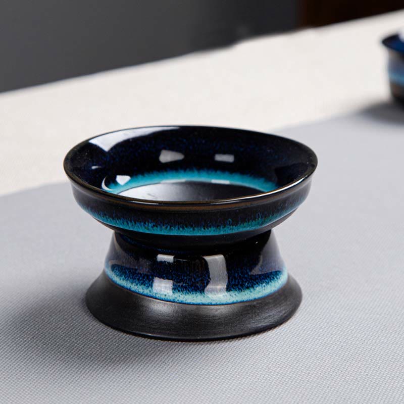 Coffret cadeau portable avec théière en céramique et théière chinoise Gongfu en dégradé de couleurs bleues et Buddha Stones