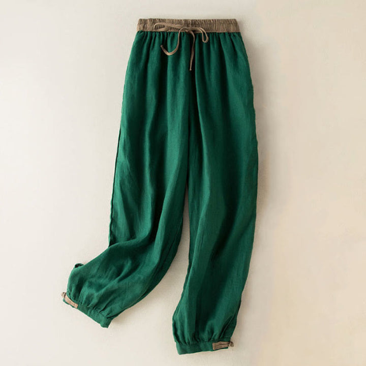 Pantalon sarouel en coton uni avec cordon de serrage et poches pour femme Buddha Stones - Vert - US16，UK/AU20，EU48 (3XL) - image 10