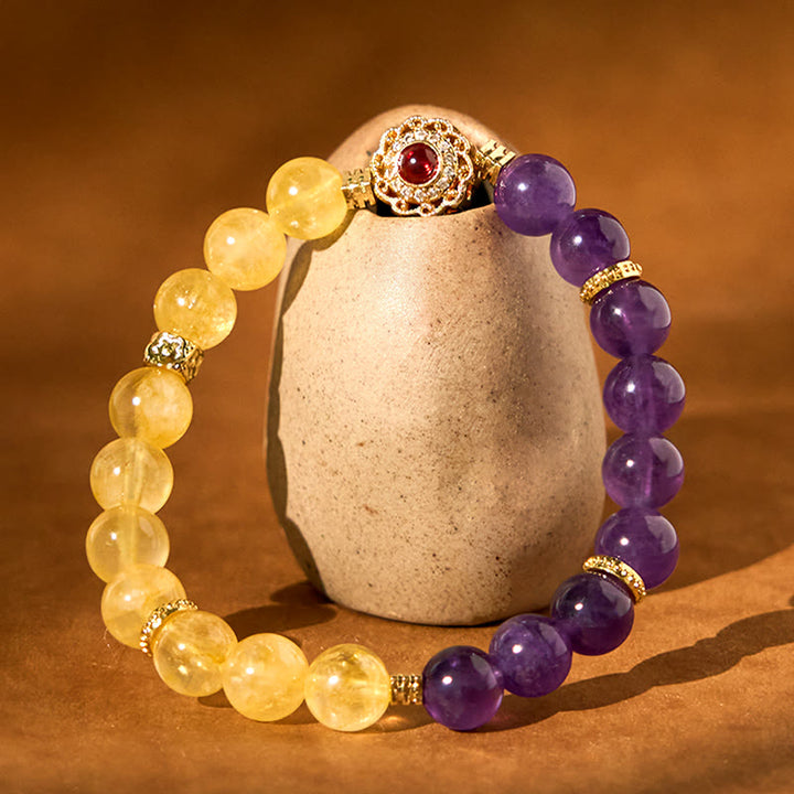 Bracelet de plaisir en citrine et améthyste Buddha Stones
