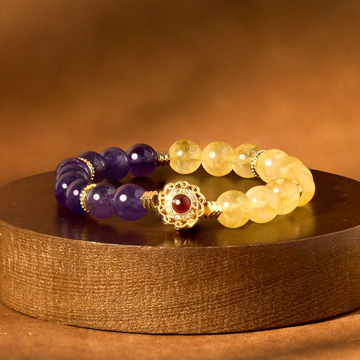 Bracelet de plaisir en citrine et améthyste Buddha Stones