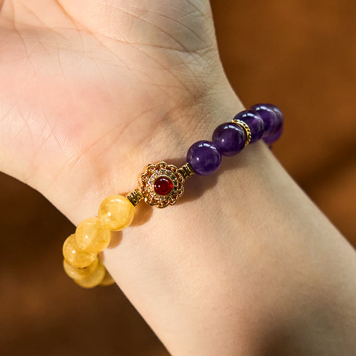 Bracelet de plaisir en citrine et améthyste Buddha Stones