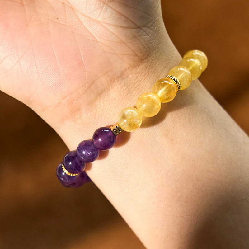 Bracelet de plaisir en citrine et améthyste Buddha Stones
