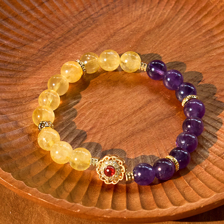 Bracelet de plaisir en citrine et améthyste Buddha Stones