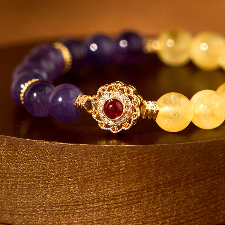 Bracelet de plaisir en citrine et améthyste Buddha Stones