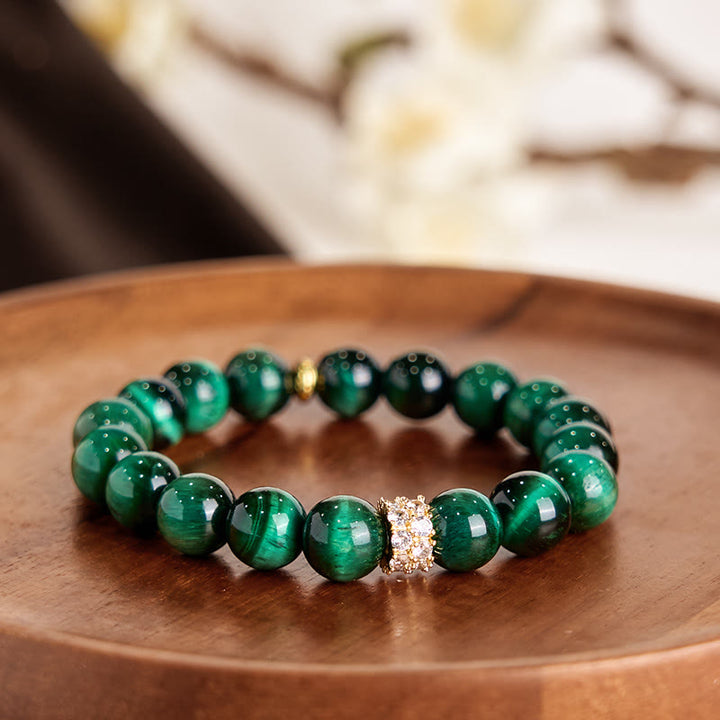 Bracelet positif œil de tigre vert Buddha Stones