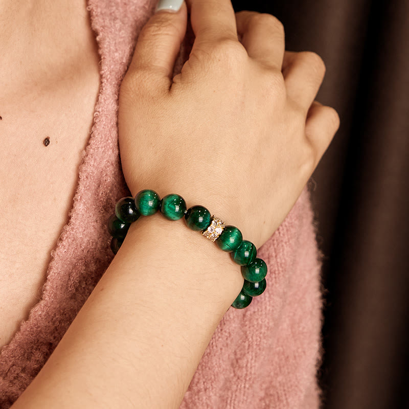 Bracelet positif œil de tigre vert Buddha Stones