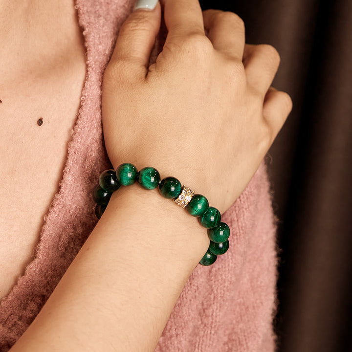 Bracelet positif œil de tigre vert Buddha Stones