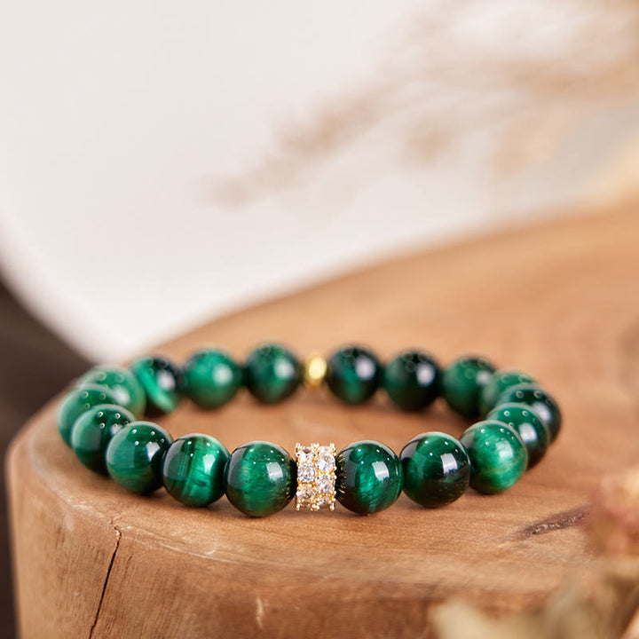Bracelet positif œil de tigre vert Buddha Stones