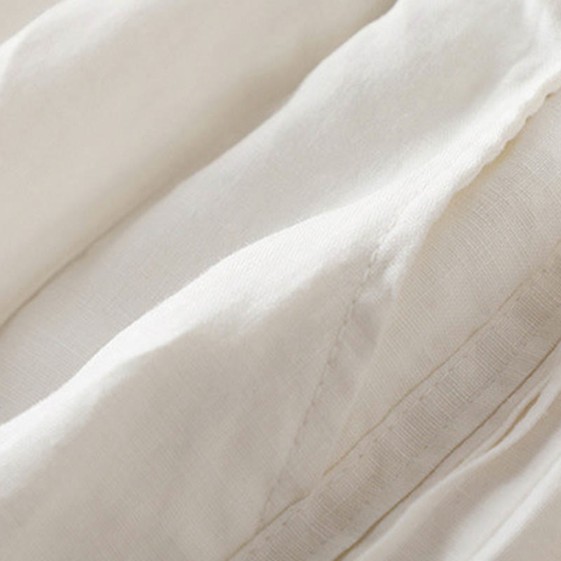 Pantalon large décontracté en coton et lin pour femme avec poches et plis latéraux de couleur unie Buddha Stones - image 15