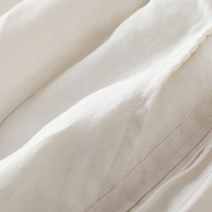 Pantalon large décontracté en coton et lin pour femme avec poches et plis latéraux de couleur unie Buddha Stones - image 15