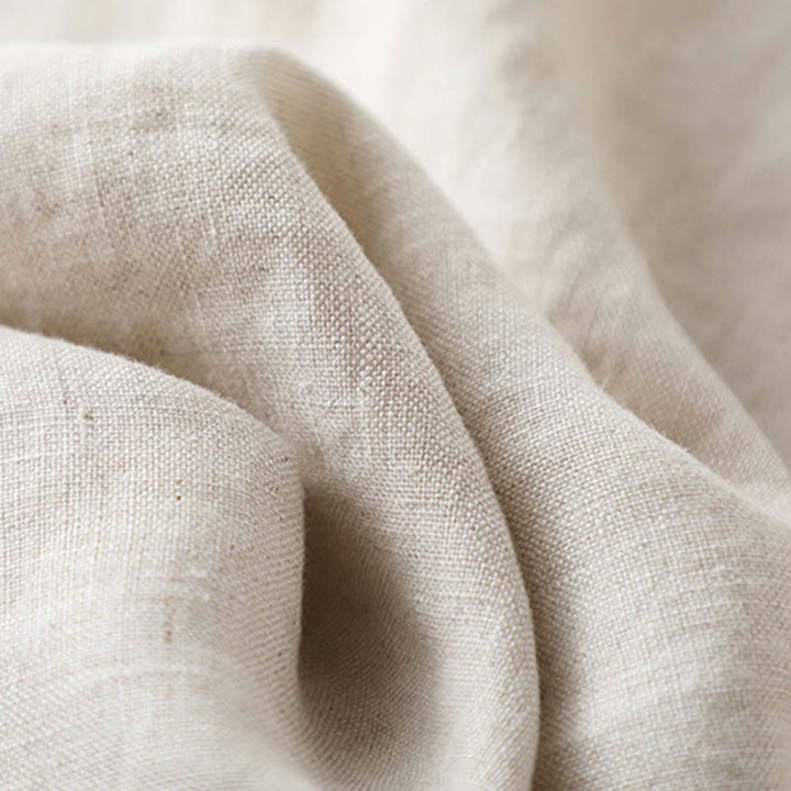 Pantalon large décontracté en coton et lin pour femme avec poches et plis latéraux de couleur unie Buddha Stones - image 4