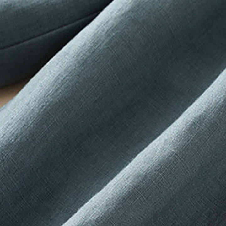 Pantalon large décontracté en coton et lin pour femme avec poches et plis latéraux de couleur unie Buddha Stones - image 11