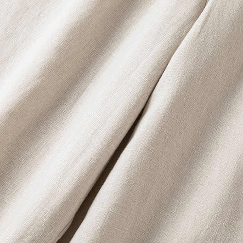 Pantalon large décontracté en coton et lin de couleur unie avec poches pour femme Buddha Stones - image 26