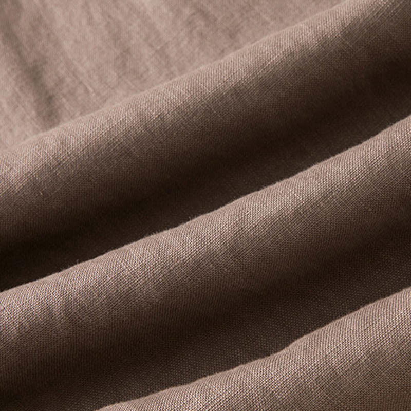 Pantalon large décontracté en coton et lin de couleur unie avec poches pour femme Buddha Stones - image 21