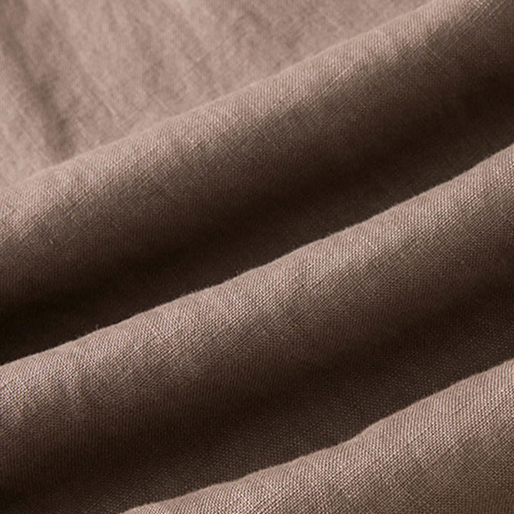 Pantalon large décontracté en coton et lin de couleur unie avec poches pour femme Buddha Stones - image 21