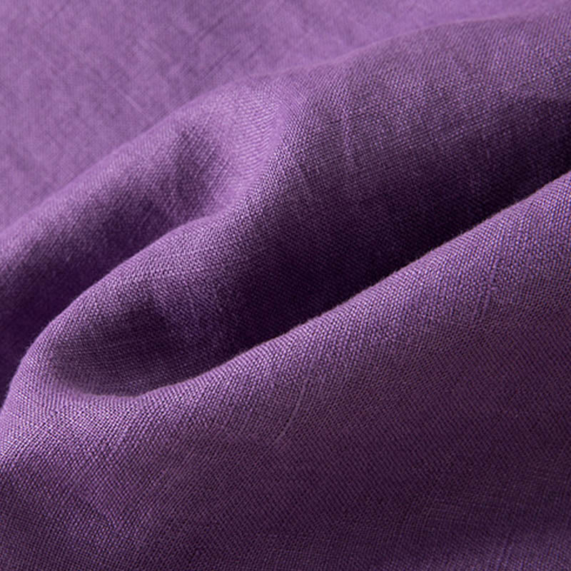 Pantalon large décontracté en coton et lin de couleur unie avec poches pour femme Buddha Stones - image 15
