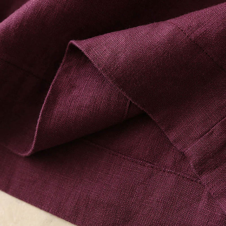 Pantalon large décontracté à lacets en coton et lin pour femme de couleur unie Buddha Stones