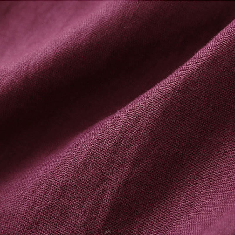 Pantalon large décontracté à lacets en coton et lin pour femme de couleur unie Buddha Stones - image 18