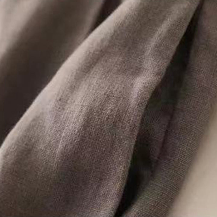 Pantalon large décontracté à lacets en coton et lin pour femme de couleur unie Buddha Stones
