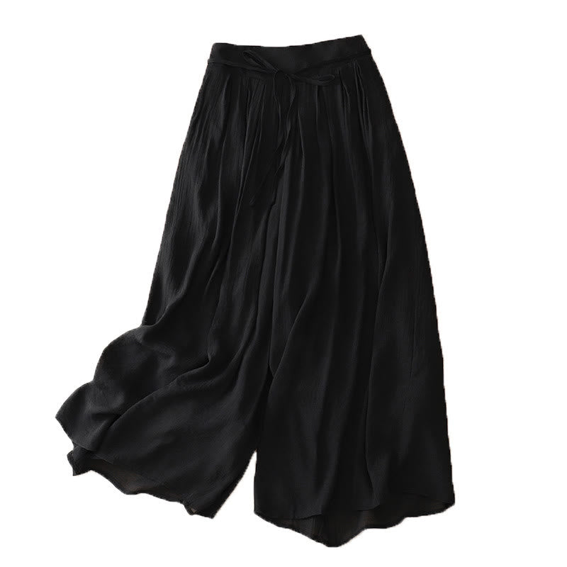 Pantalon large décontracté à lacets de couleur unie pour femme Buddha Stones