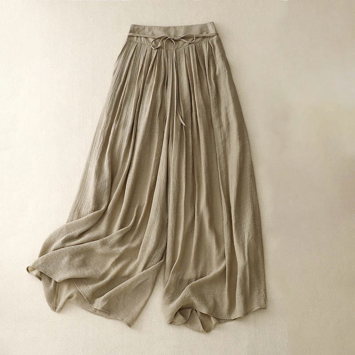 Pantalon large décontracté à lacets de couleur unie pour femme Buddha Stones