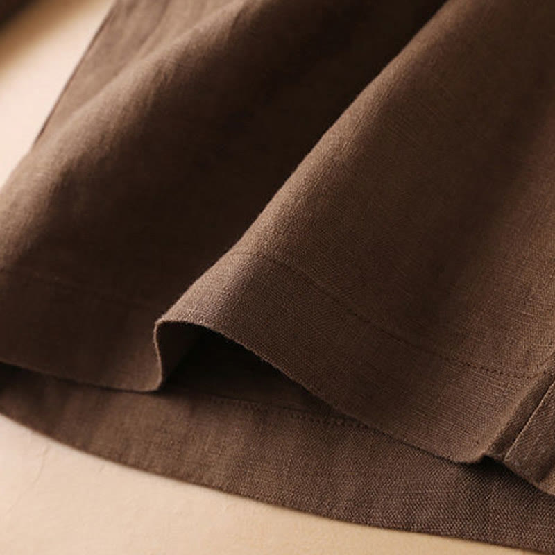 Short en coton uni avec fermeture éclair et boutons pour femme avec poches et Buddha Stones - image 3