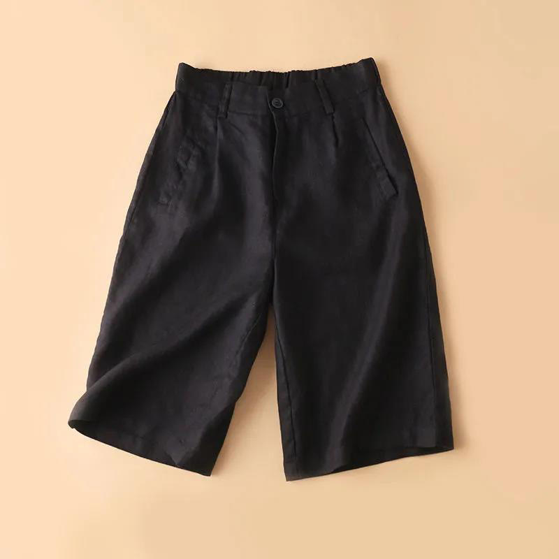 Short en coton uni avec fermeture éclair et boutons pour femme avec poches et Buddha Stones