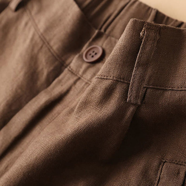 Short en coton uni avec fermeture éclair et boutons pour femme avec poches et Buddha Stones - image 2