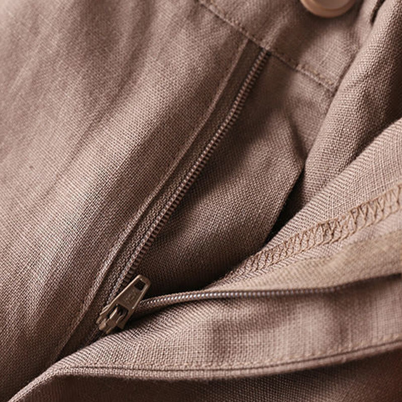 Short en coton uni avec fermeture éclair et boutons pour femme avec poches et Buddha Stones - image 18