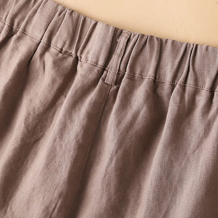 Short en coton uni avec fermeture éclair et boutons pour femme avec poches et Buddha Stones