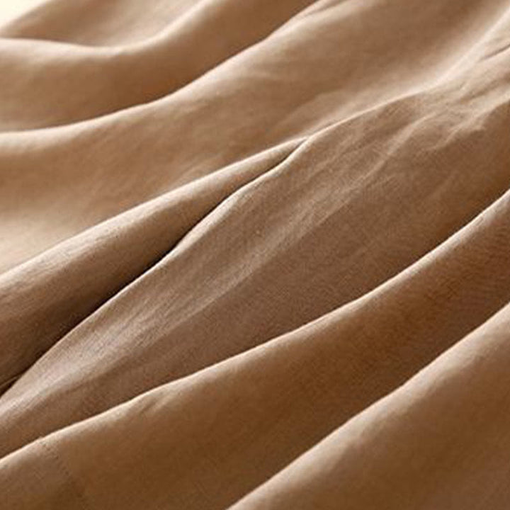 Short plissé uni en coton et lin avec poches pour femme avec fermeture éclair et boutons Buddha Stones - image 6